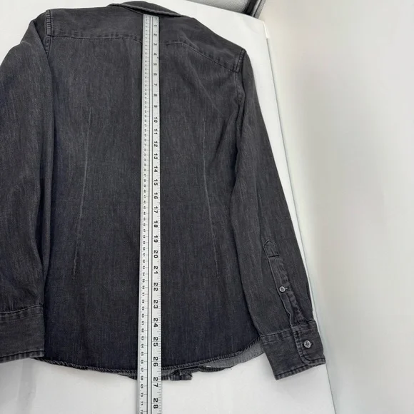 Polo Ralph Lauren Black Denim Button Up Shirt Women's Size 8 Cotton Slim Fit - Picture 7 of 13